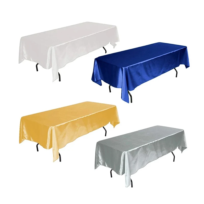 Cor sólida Satin Table Cover Overlay para o aniversário, banquete de casamento, restaurante, Festival Party Supply