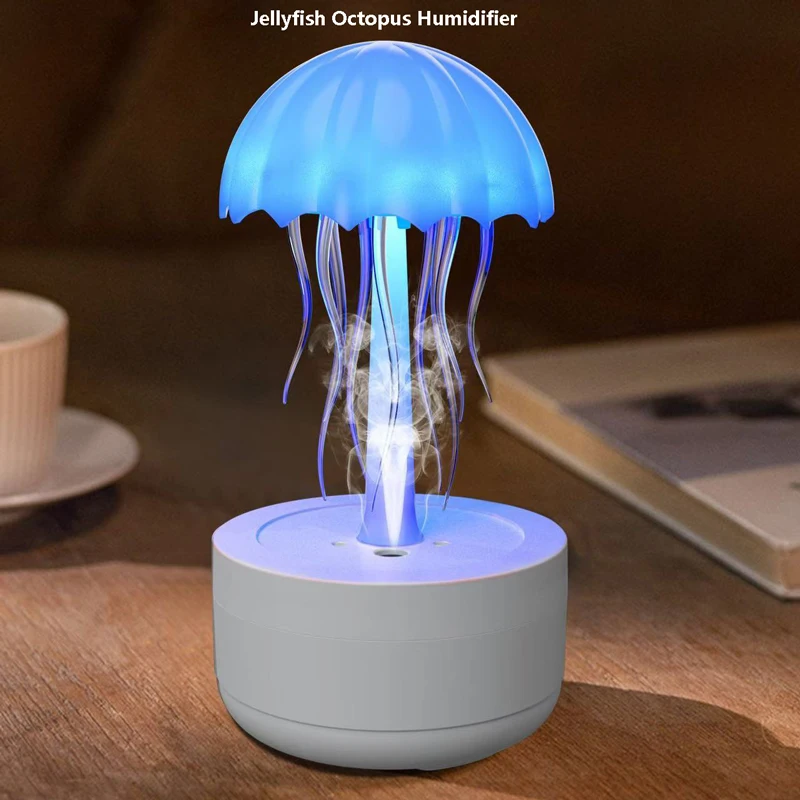 New Aromatherapy Jellyfish Humidifier Automatic Rotating Colorful Night Light Home Fog Humidifier Penetration