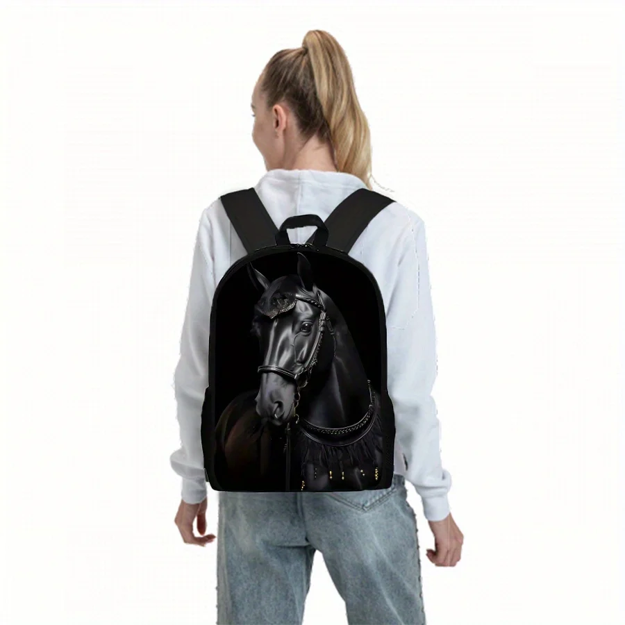 

Black horse printed backpack