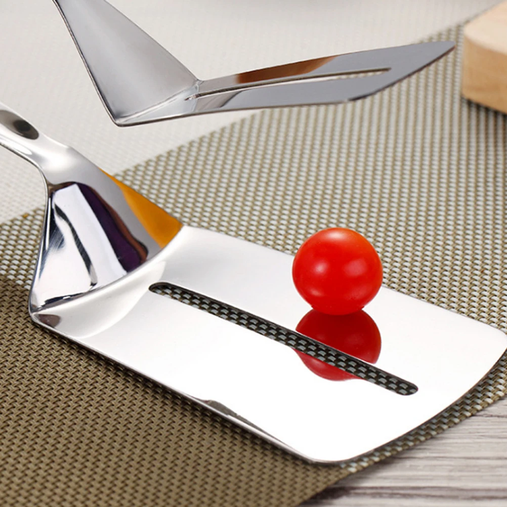 

2 pcs Stainless Steel Barbecue Tongs Food Grade Mirror Finish Hollow Shovel Oil Sieve Easy Flip Steak Pizza Bread