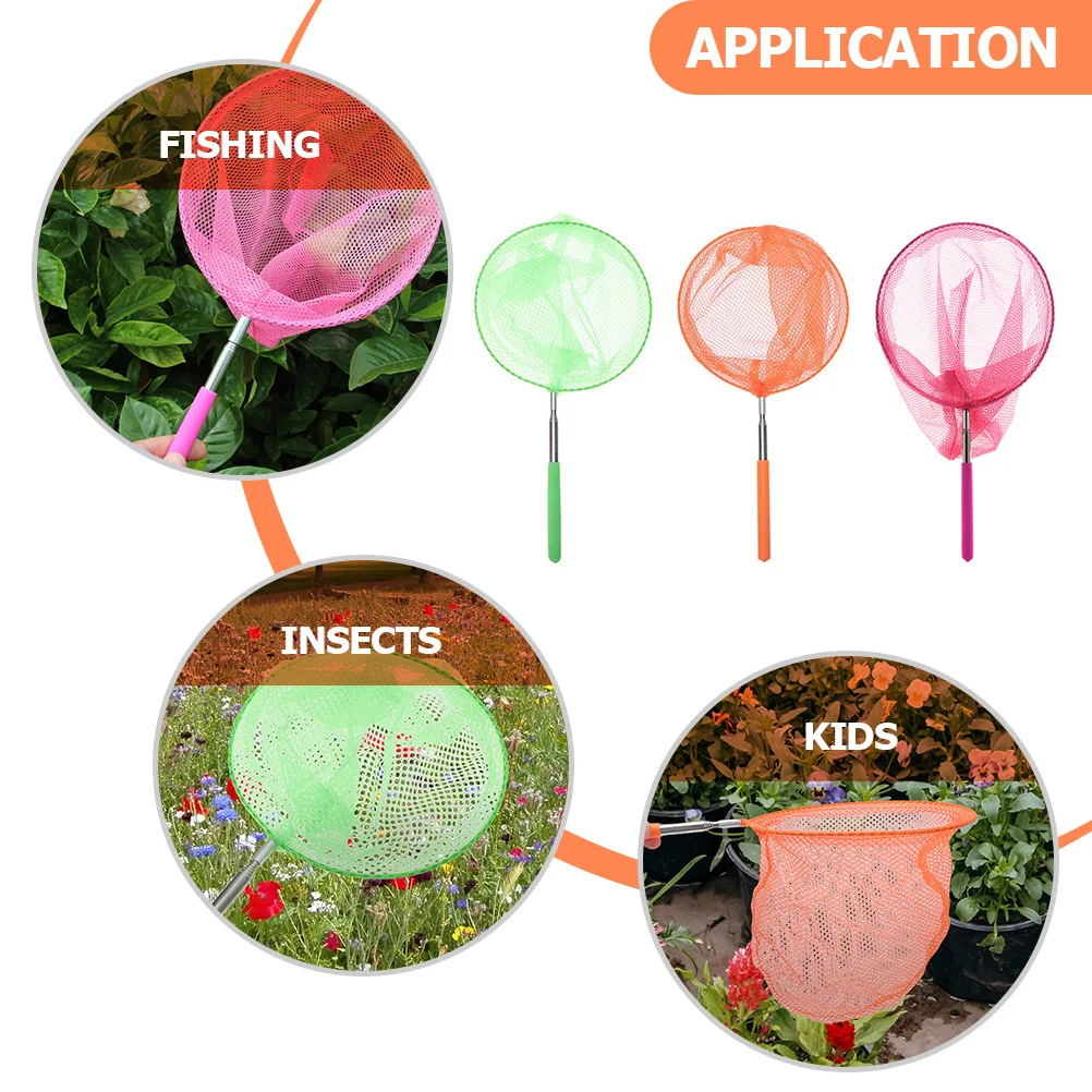 

3Pcs Stainless Steel Fishing Net for Kids Telescopic Bug Catcher Outdoor Insect Collector Kit Butterflies Nets for Kids Net