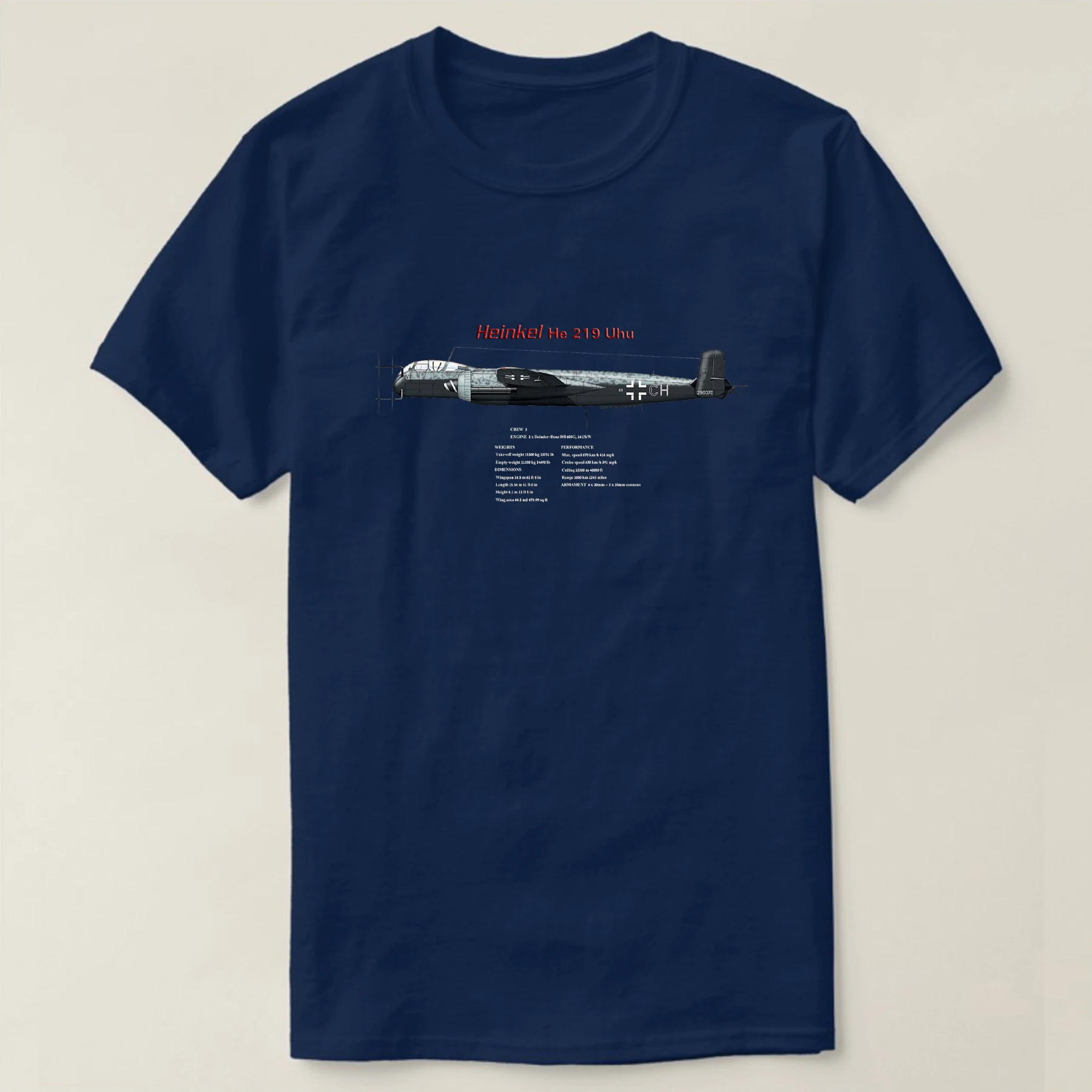 Segunda guerra mundial heinkel he 219a uhu "águia coruja" night fighter camiseta manga curta casual 100% algodão o-pescoço verão masculino camiseta