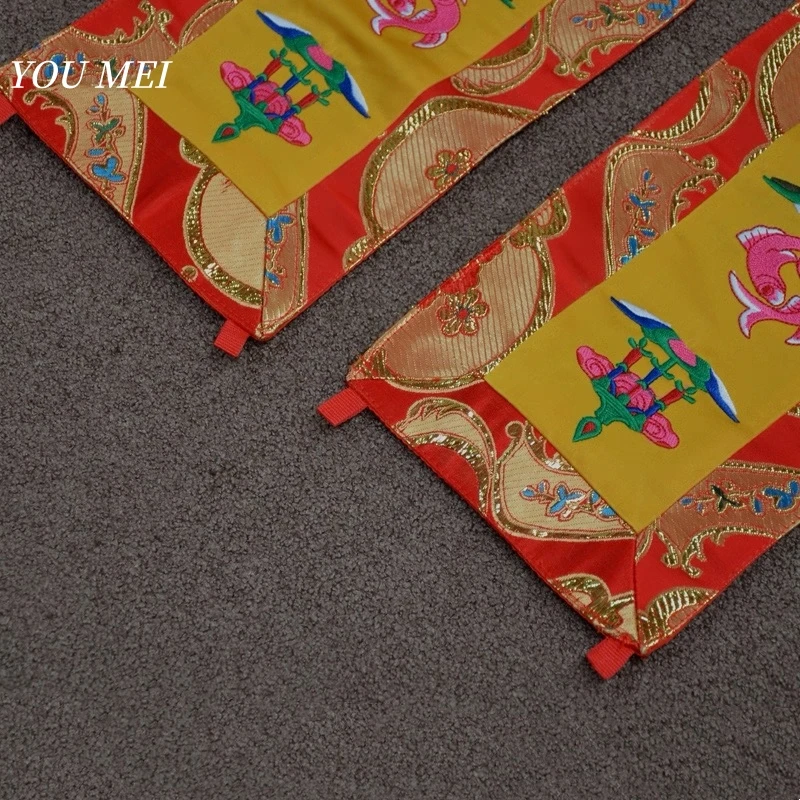1Pcs Tibetan-Style Curtains,Embroidered Eight Auspicious Pattern Hanging Banner,Buddhist Temple and Chapel Altar Prayer Flag