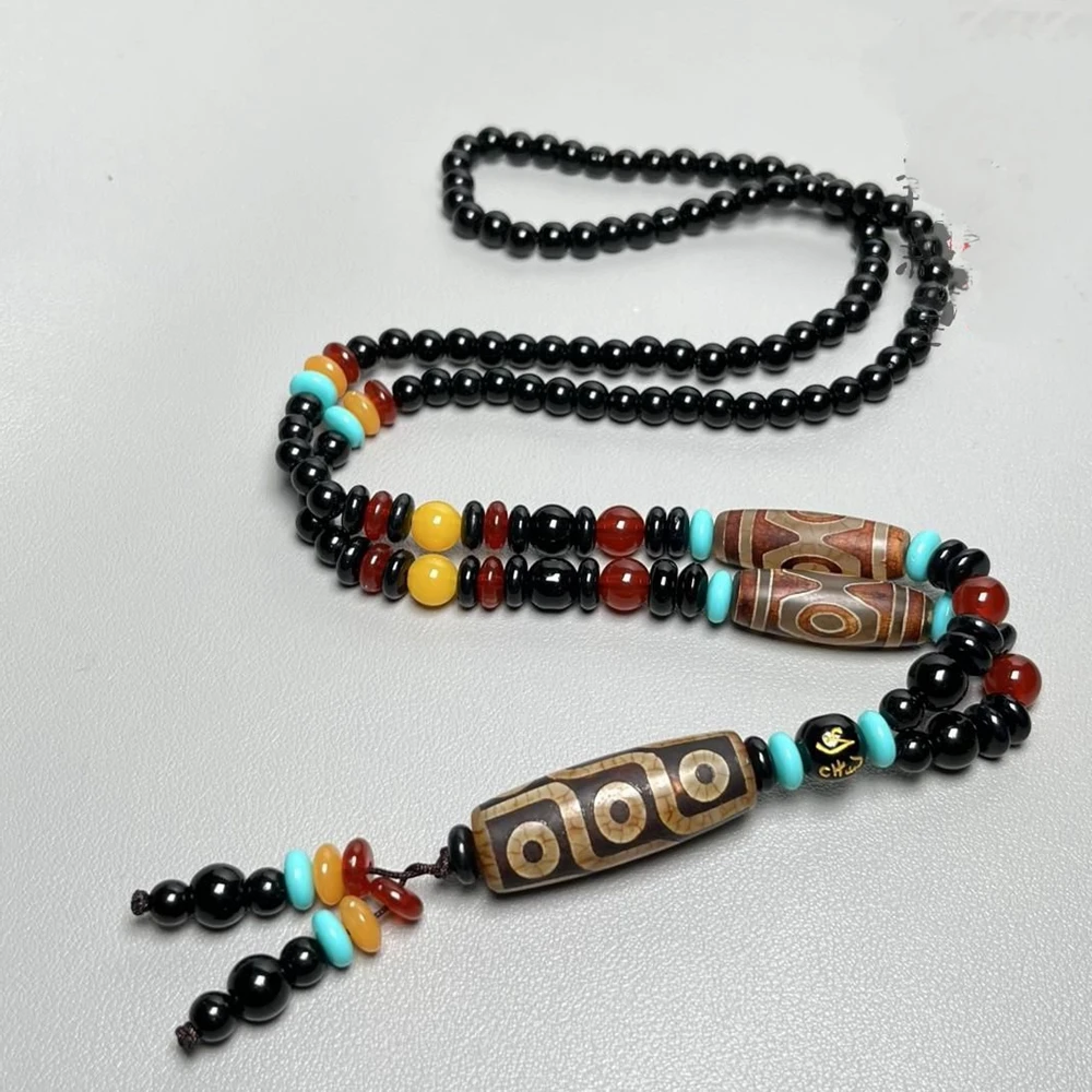 

Nine Eyes Amulet Home Ornament Mascot Pendant Tibetan Dzi Bead Chalcedony Hanging Bless Buddhist Talisman