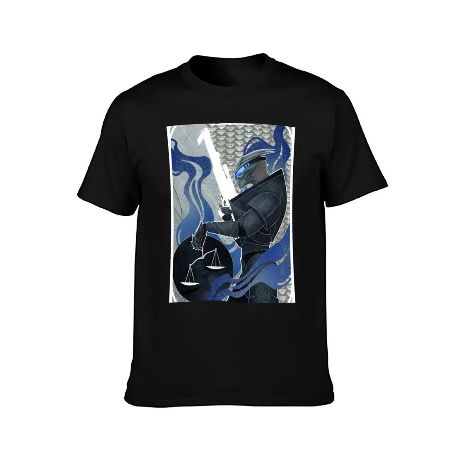 Garrus Vakarian Justice Tarot T-Shirt Casual Minimalist Short Sleeve Top T-Shirt