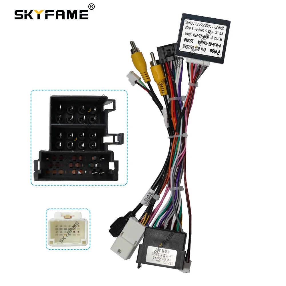 SKYFAME Car 16pin Wiring Harness Adapter Canbus Box Decoder Android Radio Power Cable For Changan Chana CS75 ChAn-RZ-04