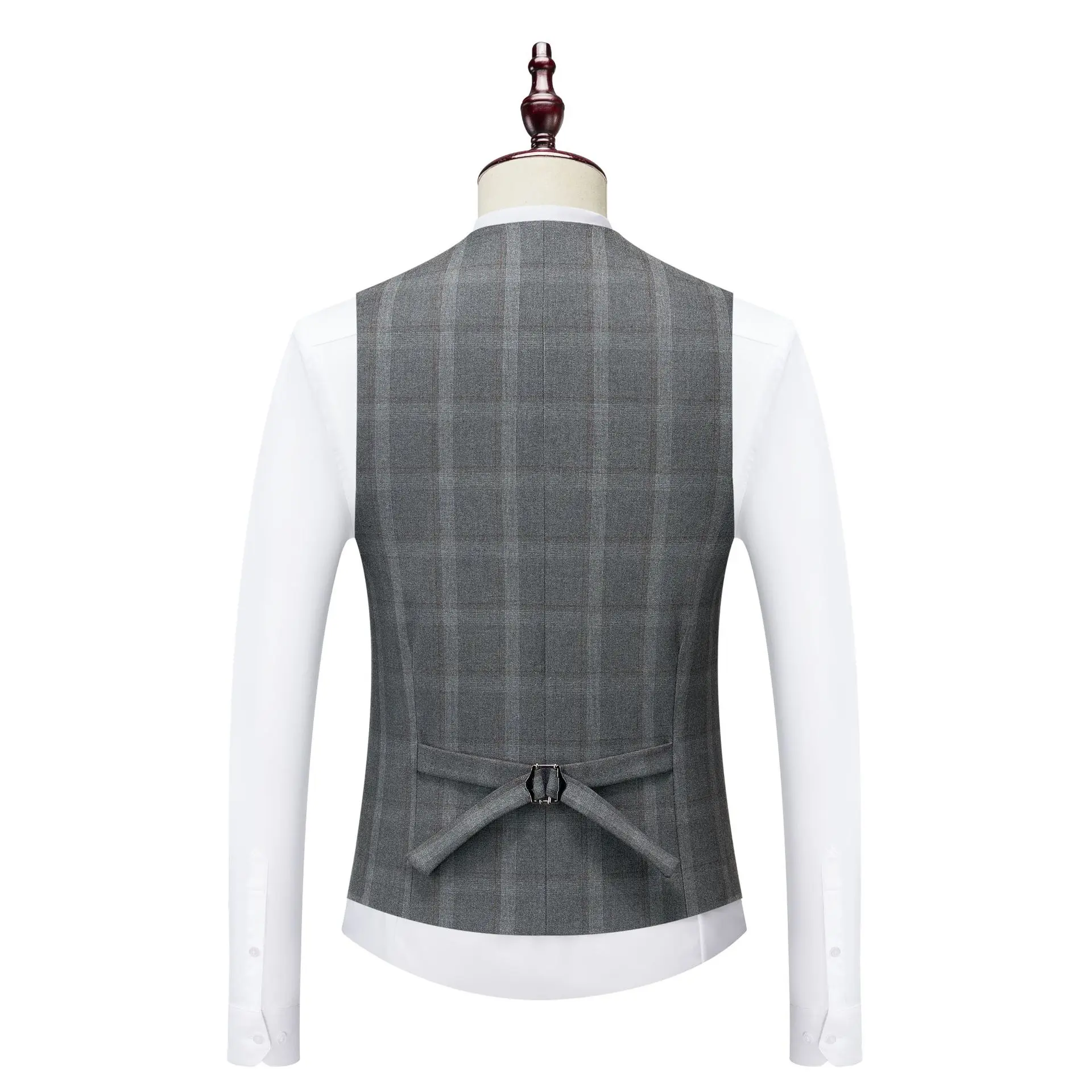 KIDWHXR البدلة الزي الرجال النمط البريطاني واحدة الصدر الذكور ثلاث قطع الدعاوى عادية منقوشة طويلة الأكمام الزفاف العريس رجل مجموعة