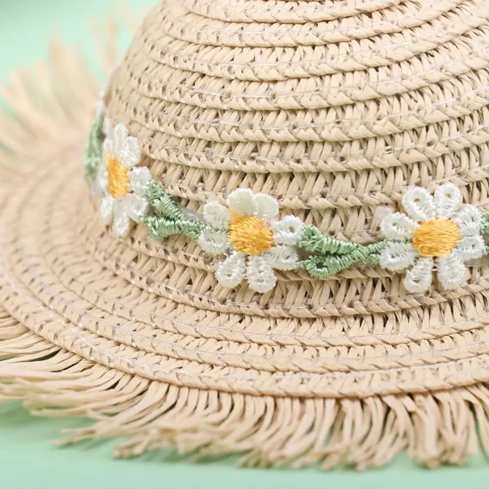 جديد ديزي دمية القش قبعة مصغرة حجم الشمس حماية دمية قبعة DIY بها بنفسك اليدوية تصميم بيت الدمية مصغرة إكسسوارات دمي