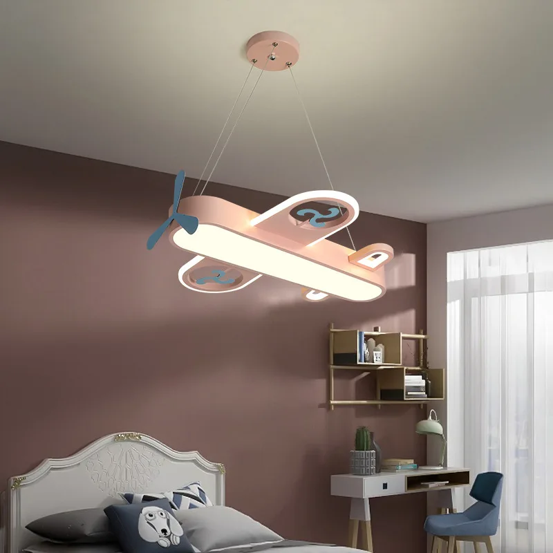 Modern Simple LED Cartoon Airplane Chandelier Children's Room Eye Protection Decorative Lighting