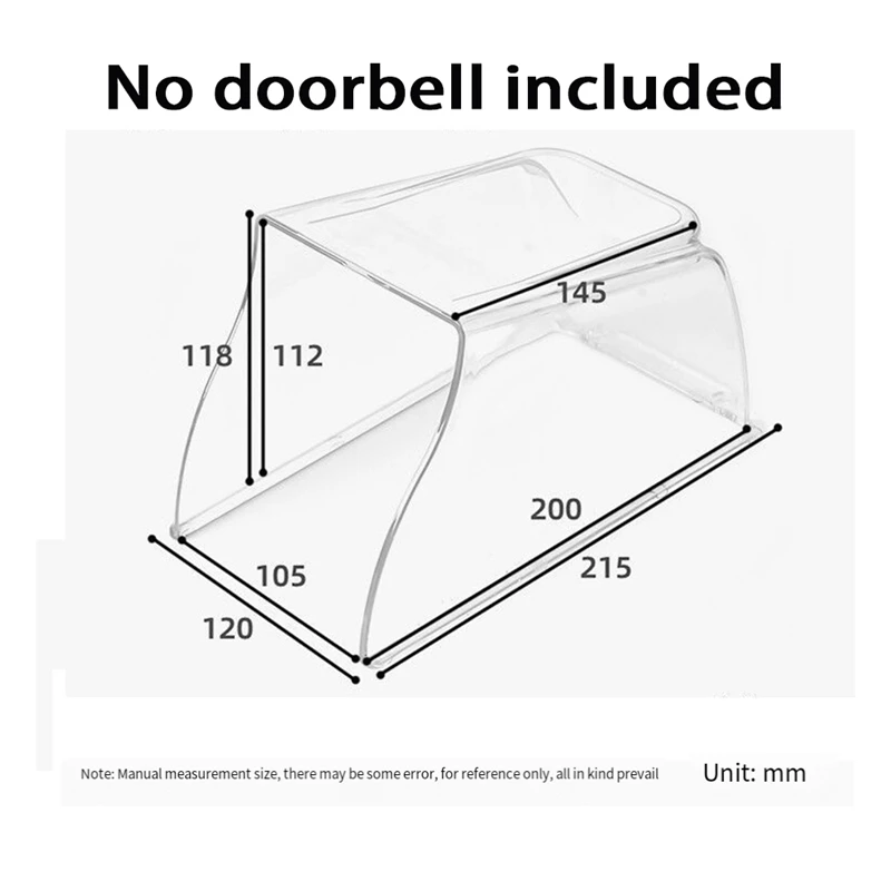 PC Plastic Lengthen Doorbell Rain Cover,Transparent Doorbell Waterproof Cover Weatherproof Protector Doorbell Attachment Durable