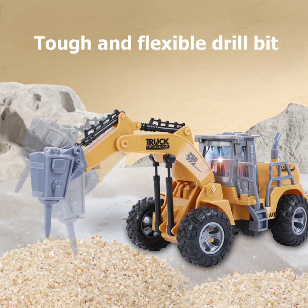 Remote Control Engineering Vehicle Charging Simulation Excavator Soil Drilling Machine Boy Electric Set Toy