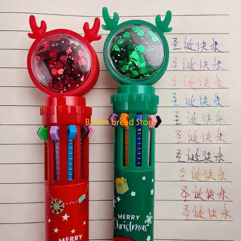 

W89C 4 шт. Рождественская шариковая ручка с блестками, разработанная многоцветная шариковая ручка для детей