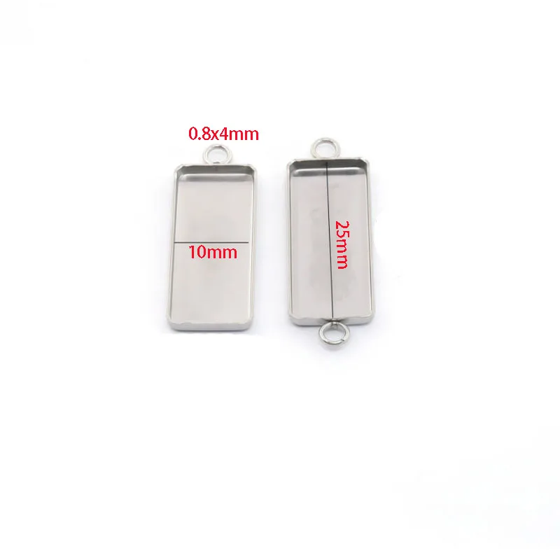 20pcslot Stainless Rectangle Blank Bezel Pendant Trays Cabochon Base DIY Earring Pendant Base Necklace Jewelry Making Supplier