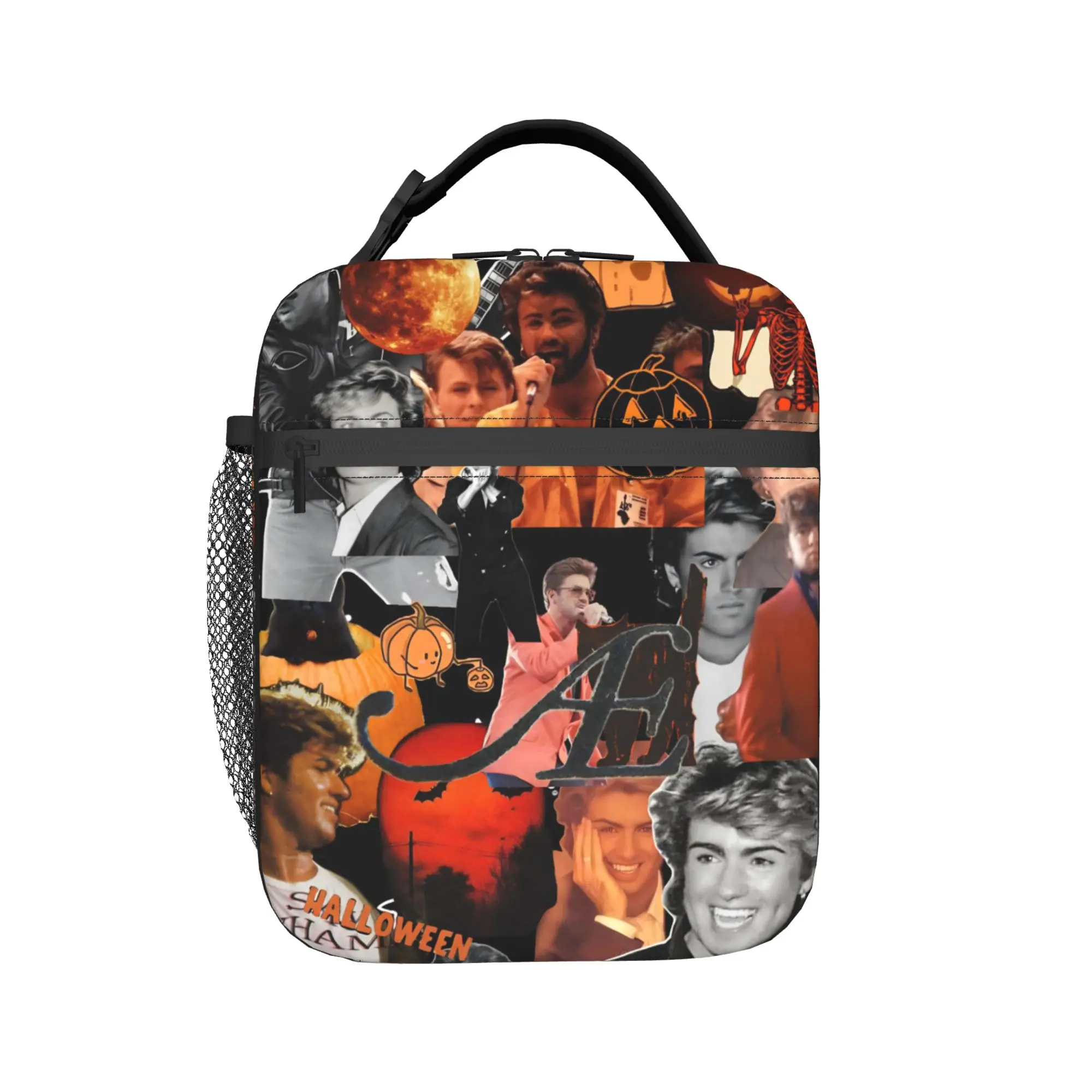 George Michael British Singer Lunch Bag  Office Lunch Box For Girls Funny Graphic Tote Food Bags Oxford Portable Cooler Bag