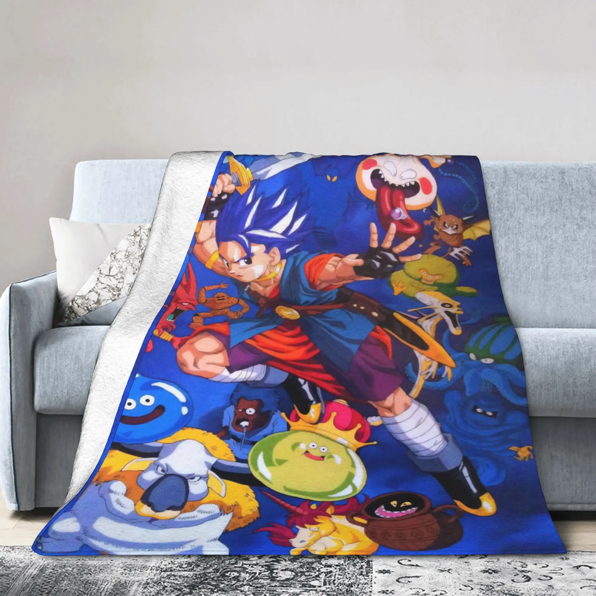 Dragons Quests Game Knitted Blanket Anlace Hero Erdrick Slime Plush Throw Blanket Summer Air Conditioning Personalised Bedspread