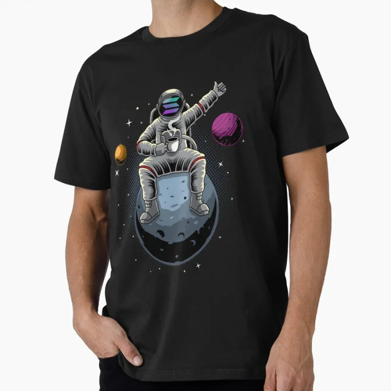 

Astronaut Coffee Solana SOL Coin To The Moon Crypto Token Cryptocurrency Blockchain Wallet HODL Gift T shirt Large size Tops