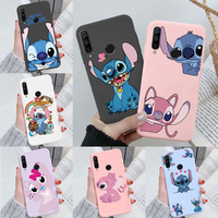 Stitch Abomination Phone For Huawei P40 Lite E 4G 9C Y7P Anime Cover For Huawei Y7P Pink Cartoon Pattern Black Shockproof Shells