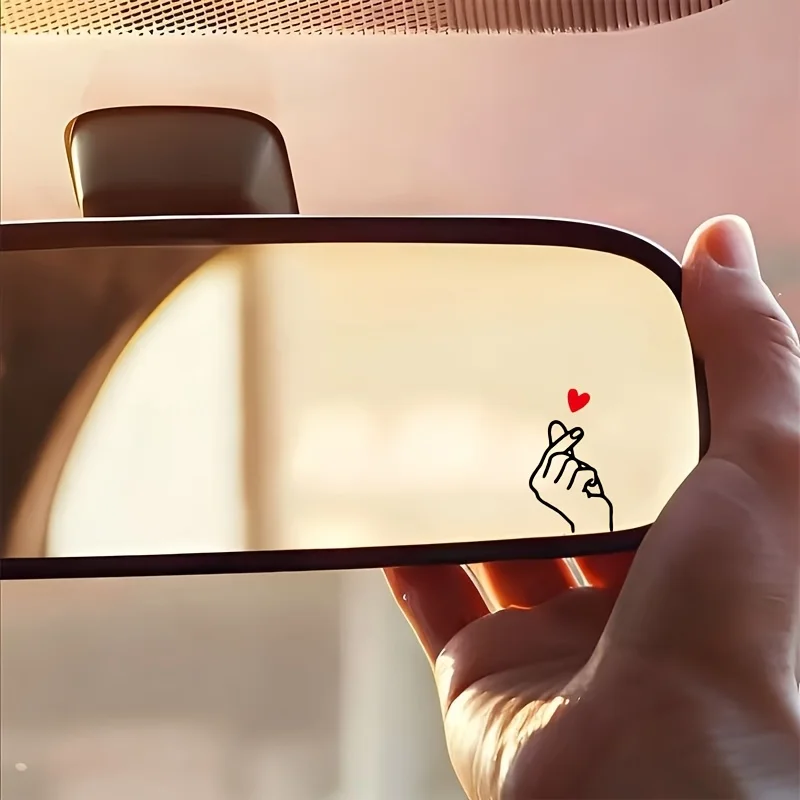 4pcs Finger Heart Line Art Waterproof Vinyl Sticker Inspirational Decal for Car Rearview Mirror Window Decor