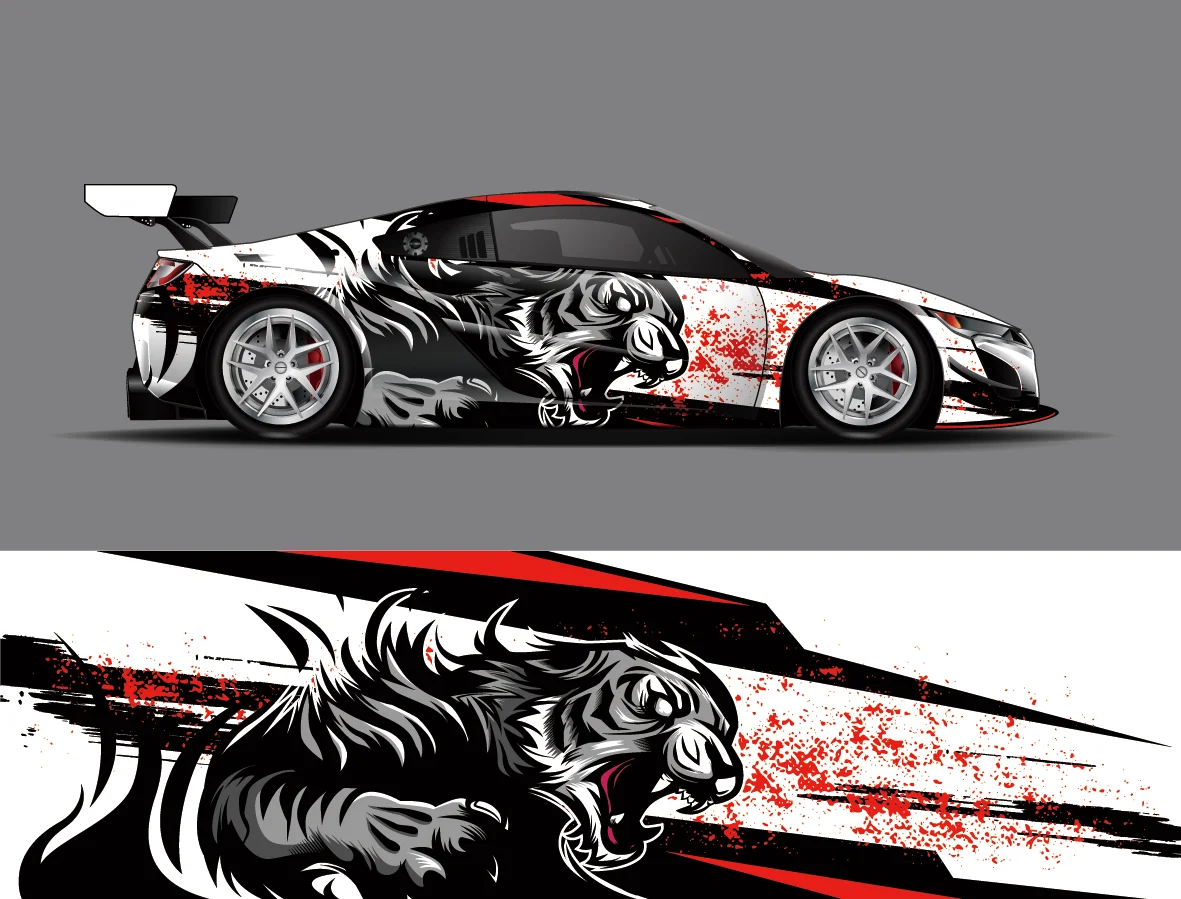 

Full Body Racing Car Graphic Decal Vinyl Wrap Modern Design Vector Image Car Full Wrap Sticker Decorative Car Decal