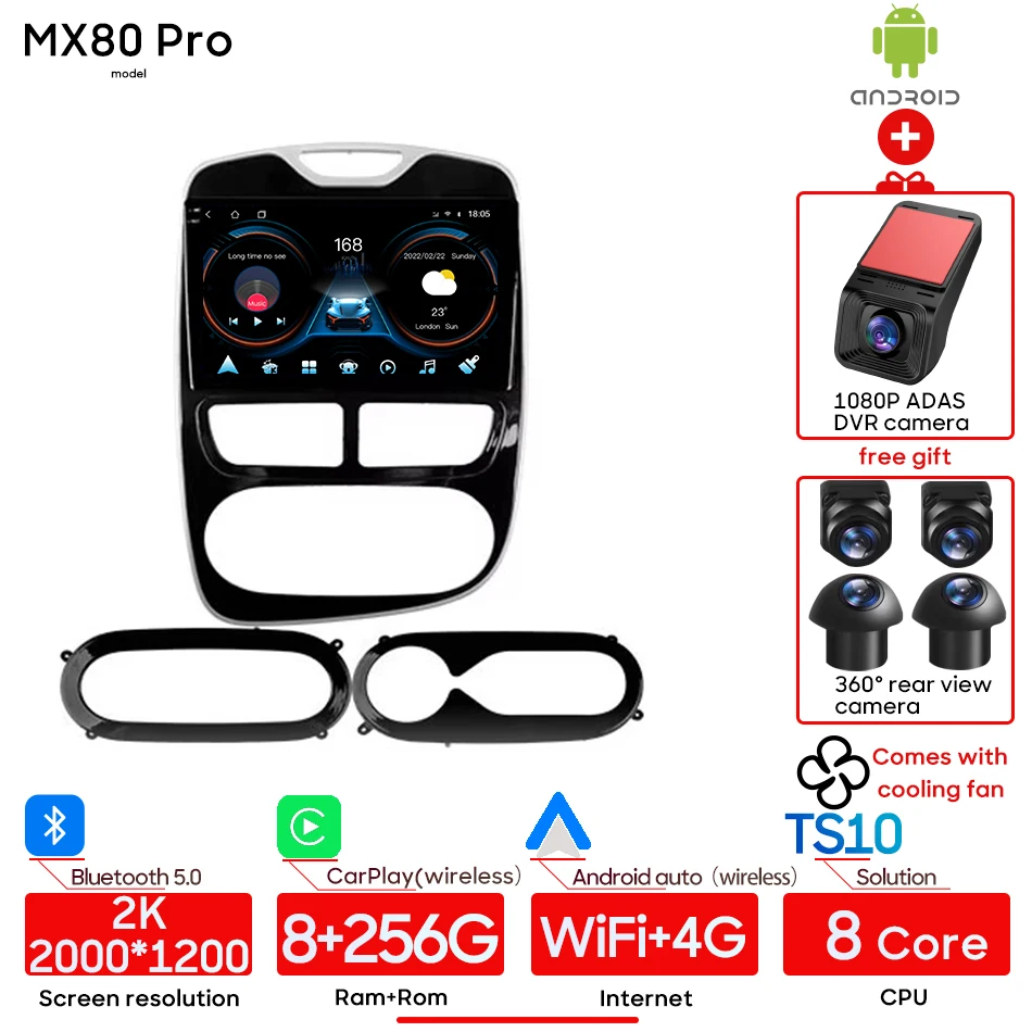 Android voor Renault Clio 4 ZOE 2012 - 2017 Auto Multimedia Video Player Autoradio Stereo Navi GPS Draadloze CarPlay auto Geen 2din