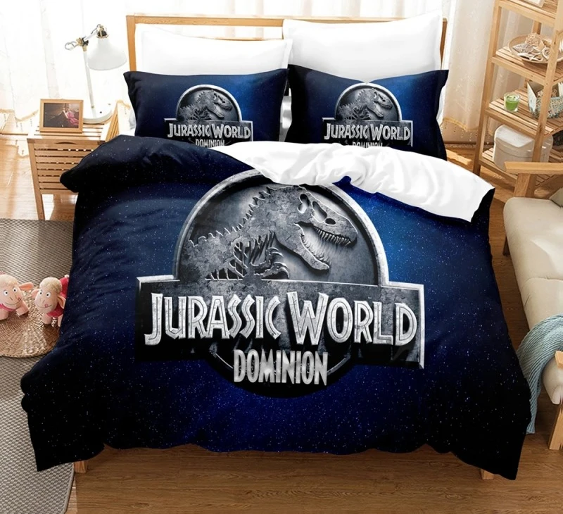 3D Jurassic Park Bedding Set Kids Boy Home Textile Decor Bed Sets Queen Size Comforters Quilt Bedroom Queen Dinosaur Duvet Cover