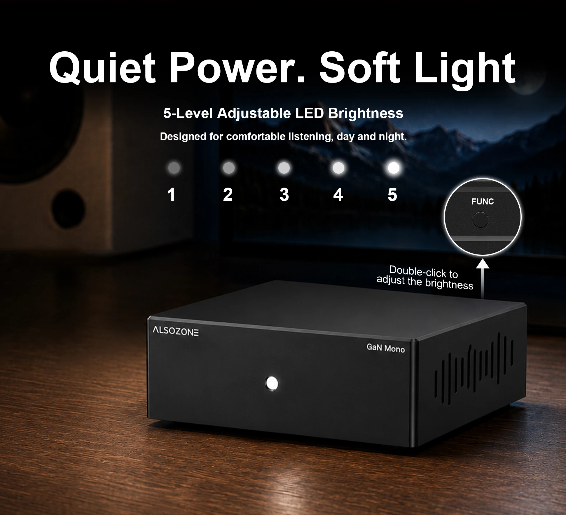 ALSOZONE GaN Mono 300W Klasse-D-Verstärker XLR/TRS RCA-Eingang 12V Trigger Kompakter HiFi-Leistungsverstärker für Passive Lautsprecher – Detail 5