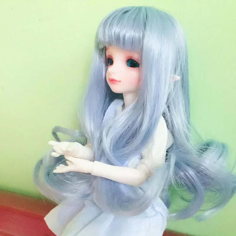 BJD SD かつら高温ファイバー 1/4 1/6 1/3 1/8 1/12 フラット前髪カーリーヘア大ロールローマンカール人形かつら 24 色