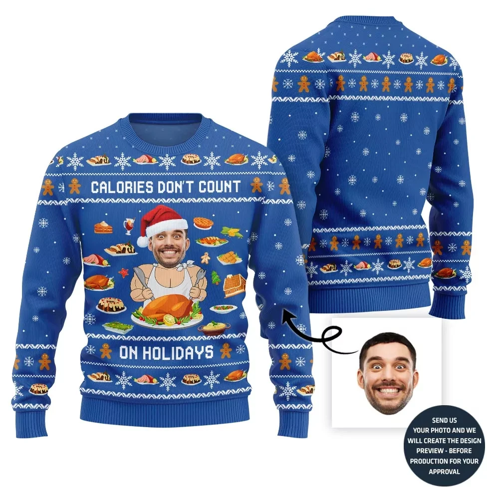 تخصيص صورتك ثلاثية الأبعاد طباعة سترة عيد الميلاد القبيحة لتقوم بها بنفسك بلوفرات الوجه صورة مضحكة البلوز شخصية هدايا عيد الميلاد لاعبا #5