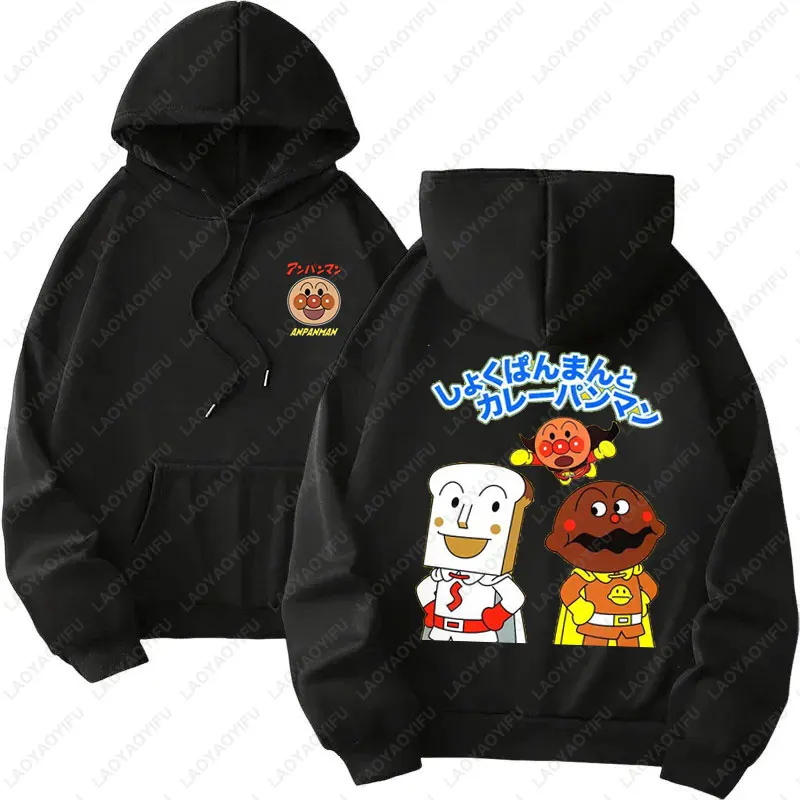 لطيف عيد الميلاد Anpanman أنيمي البلوز المألوف النمط الياباني Kawaii الجرافيك الخريف الشتاء هوديس للجنسين البلوفرات غير رسمية