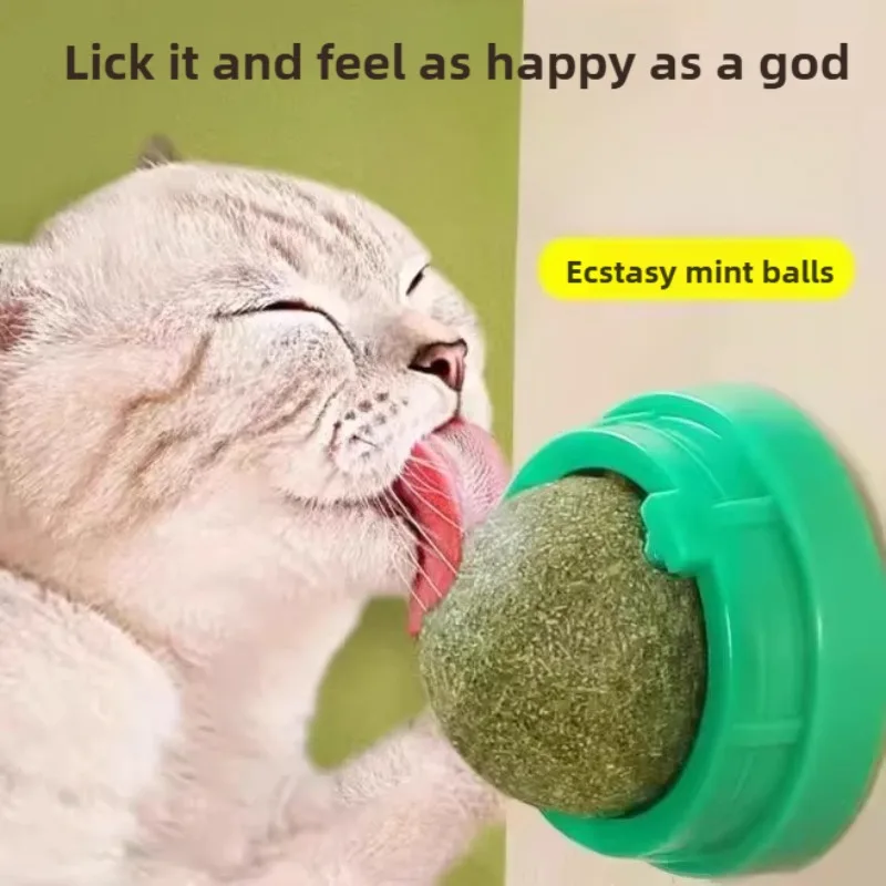 New1/3PCS Catnip Cat Wall Stick-on Ball Toy Scratchers Treats Healthy Natural Removes Balls to Promote Digestion Cat Grass Snack