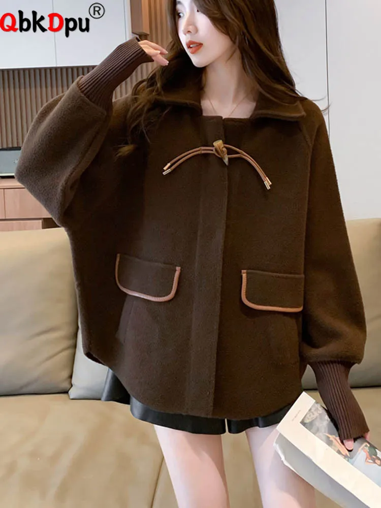 

Осень-зима, новая свободная верхняя одежда, корейская мода, однобортные куртки с лацканами, женские повседневные шерстяные Chaquetas с длинными рукавами, новинка