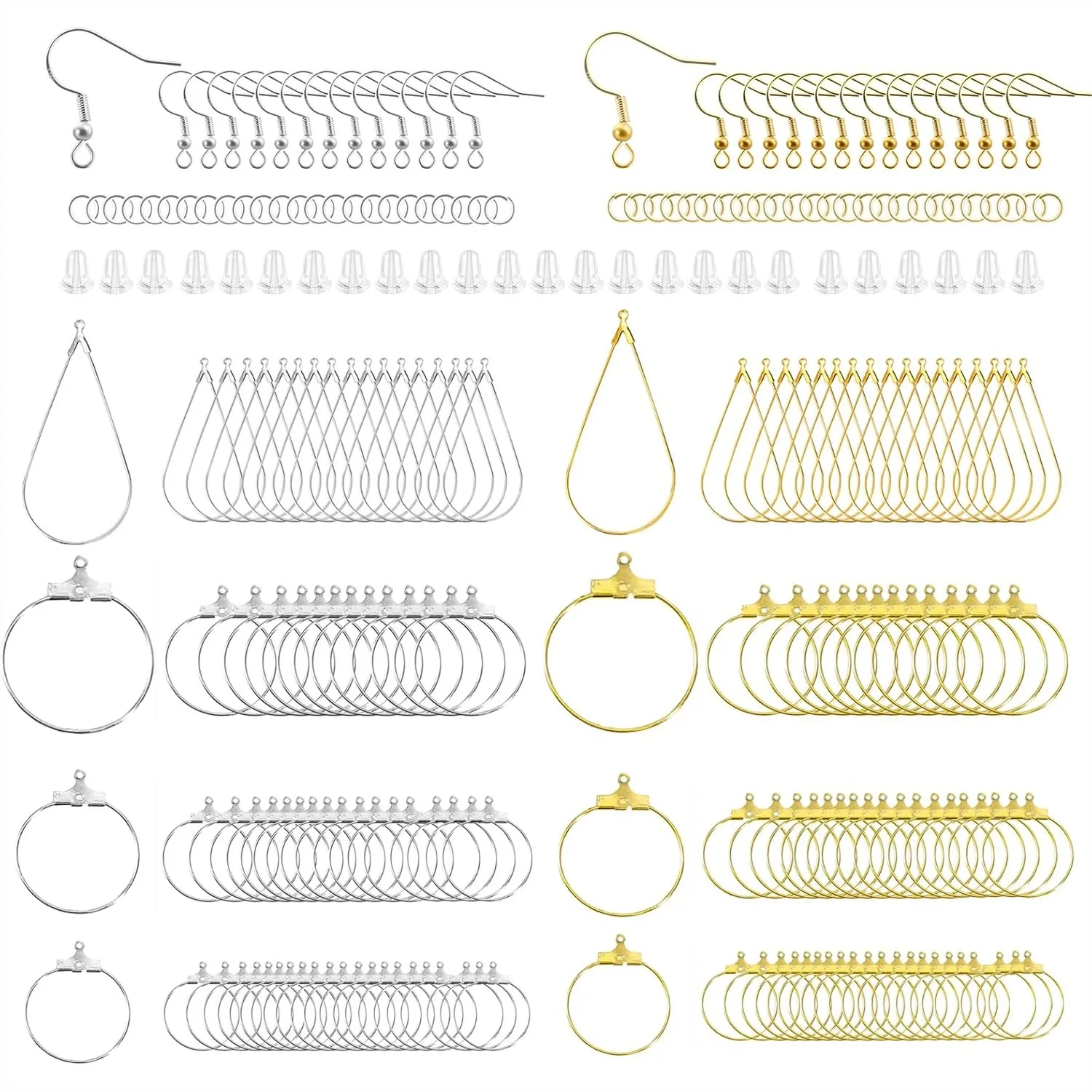 

483Pcs Earring Making Kit with Hoop Findings, Hooks, Jump Rings, Earring Backs for Jewelry DIY Craft
