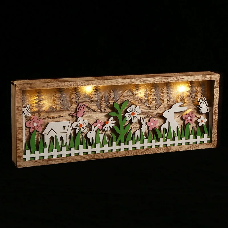 Wooden Crafts Creative Gifts Rabbit Ornament Desktop Decoration Home Decoration Easter Decoration Supplies