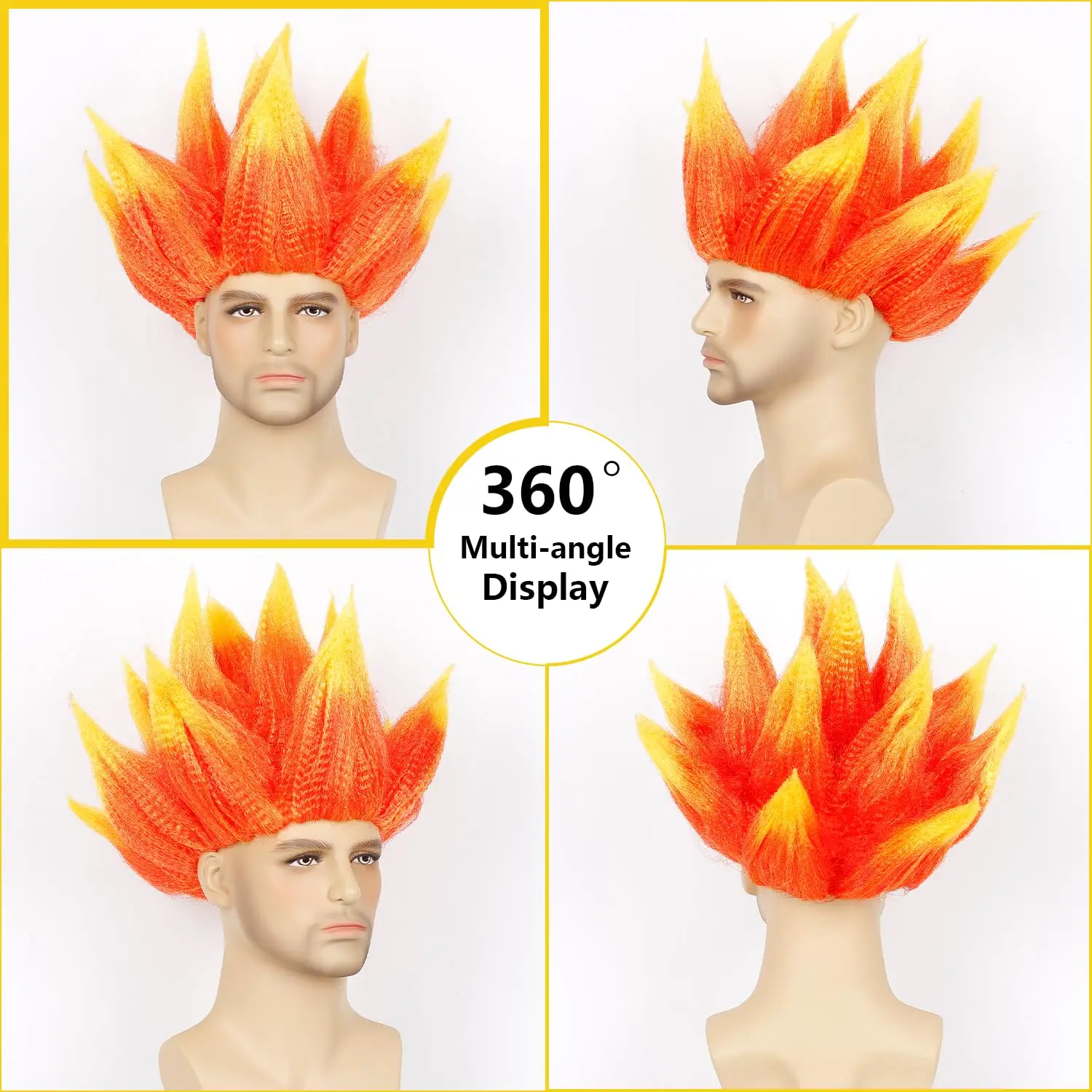

Men's Short Ombre Orange-Yellow Wig Hedgehog Hairstyle Wig Asura Flame Theme Wig Party Essential Eye-Catching synthetic Wig