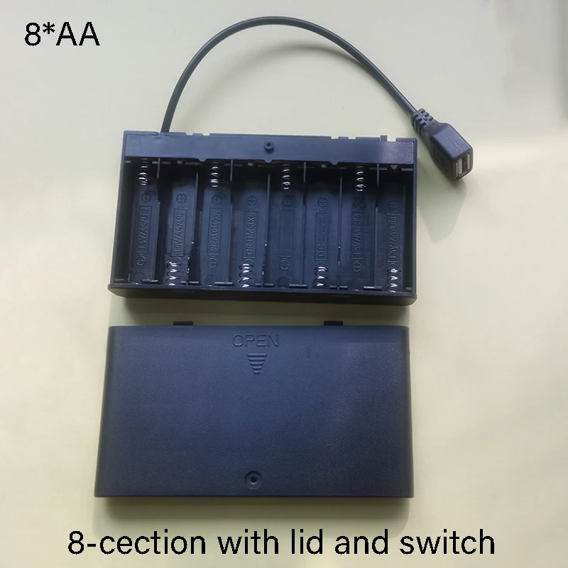 1PCS Tragbare AA/AAA/18650 USB Direkt Lade Fall 2/3/4/6/8 abschnitte USB Batterie Ladegerät Box Mit Deckel Und Schalter Weibliche USB – Detail 8