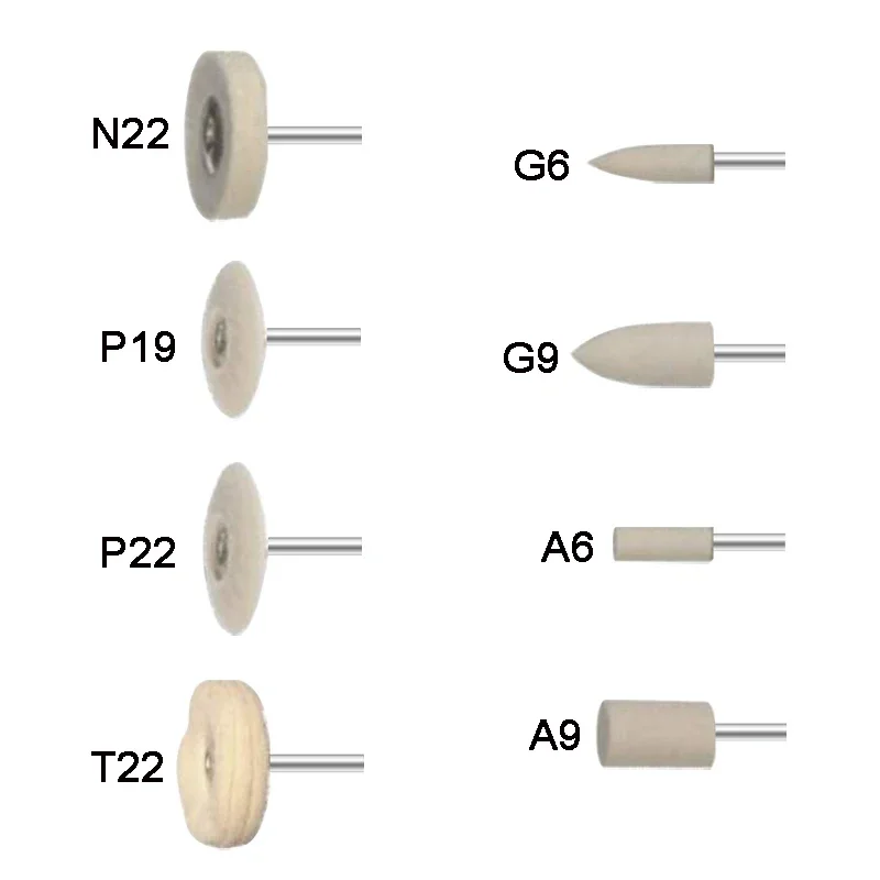 10pcs/set Felt Polishing Buffer Bits Kit Dental Polishing Brush Wool Felt Cotton Wheel Dental Instrument