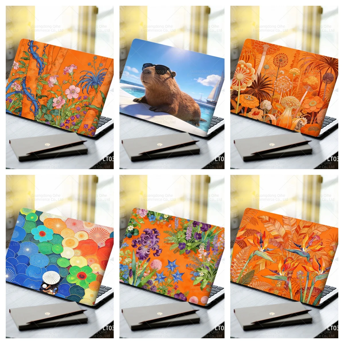 Cute Animal & Fresh Floral PVC Laptop Stickers, Self-Adhesive Hot-Selling Notebook Decor