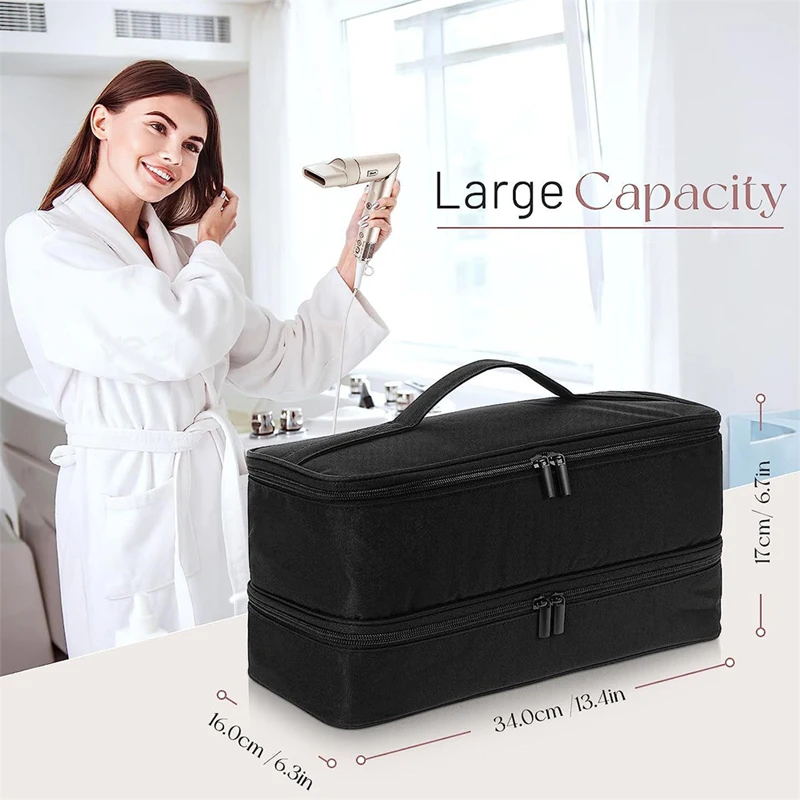 Portable Hair Dryer Hair Curler Hair Straightener Storage Bag Large Capacity Double Layers Hair Curler Bag Dustproof Waterproof