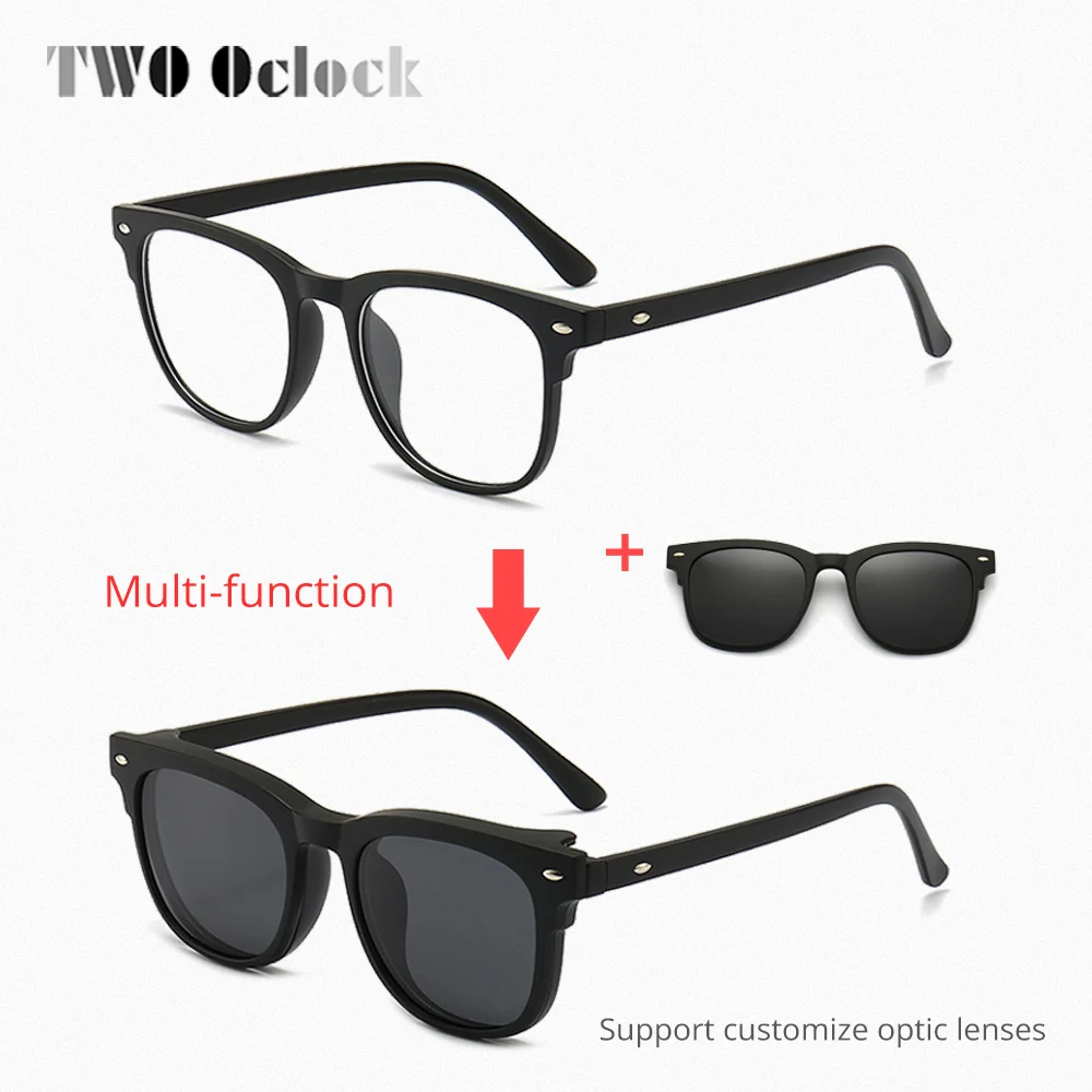 

TWO Oclock Retro TR90 Magnetic Sunglasses Man Rectangle Clip On Glasses Optic Medical Glasses for Men Women Driver Spectacles