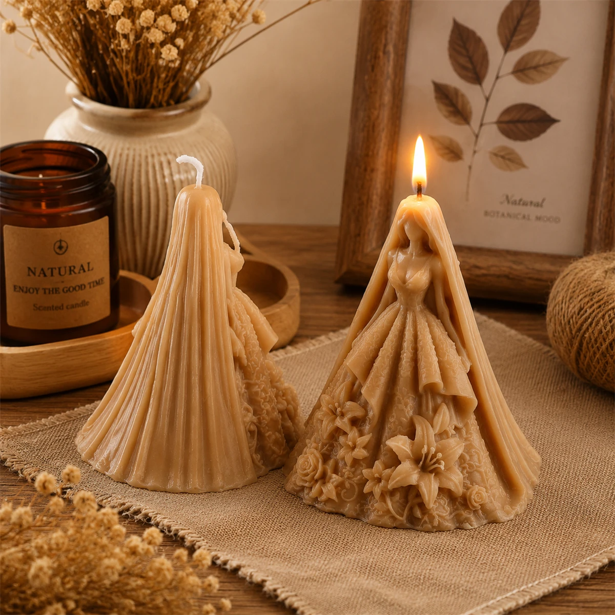 3D Wedding Dress Candle Mold Silicone DIY Bride Figurine Candle Making Mold for Romantic Wedding Gift Home Decor