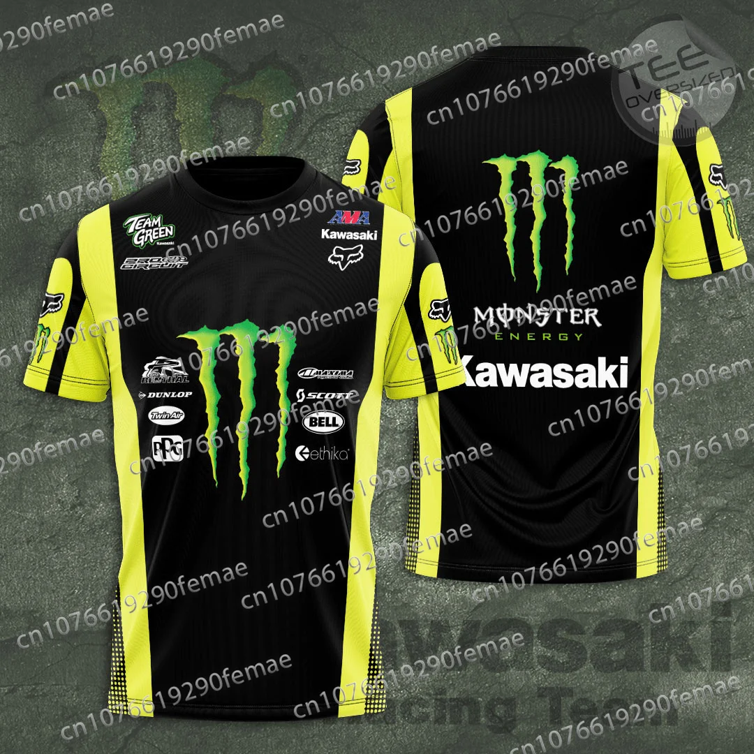 Classic Hot Selling Kawasaki Racing Team T-shirt Daily Breathable Sweat Wicking Quick Drying Comfortable Men's Short Sleeved