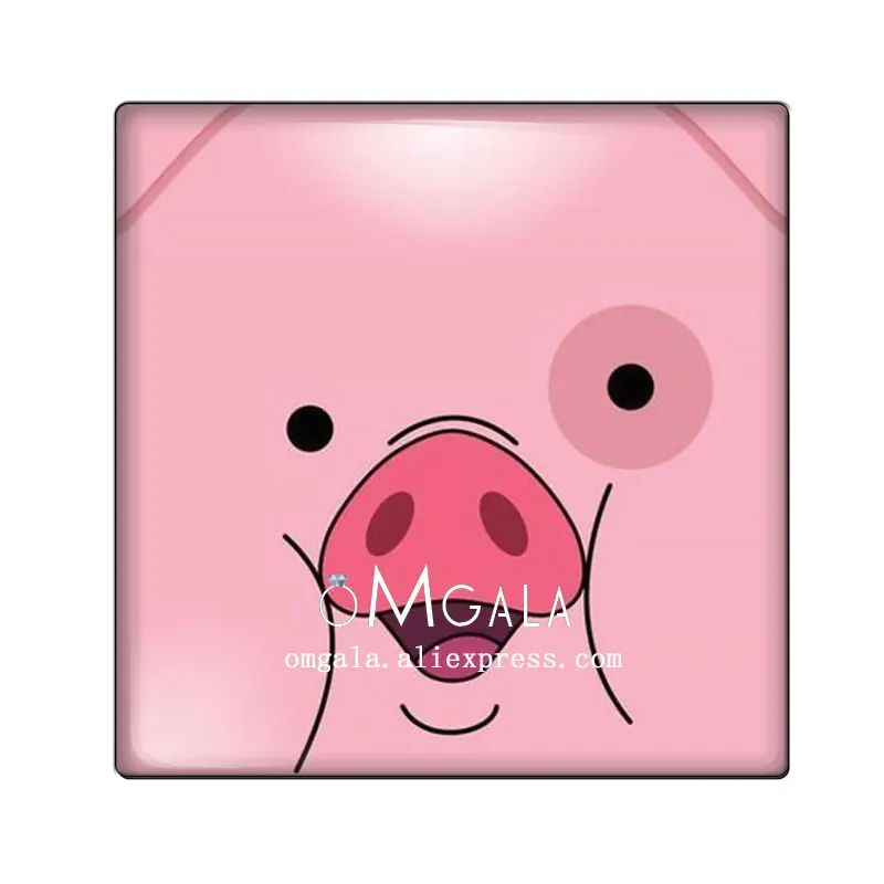 Cabochon de dessin animé cochon couleur rose, 10 pièces mélangées 12mm/20mm/25mm/30mm, photo en verre démo, arrière plat, résultats de fabrication