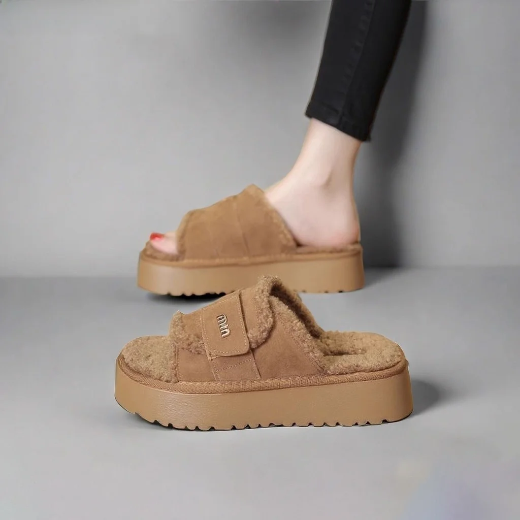 

FAD Z Women's Faionable Thi Bot Fur Slippers Indoor Outdoor Wear Autumn Winter Slip-On Comfortable Rubber Sole