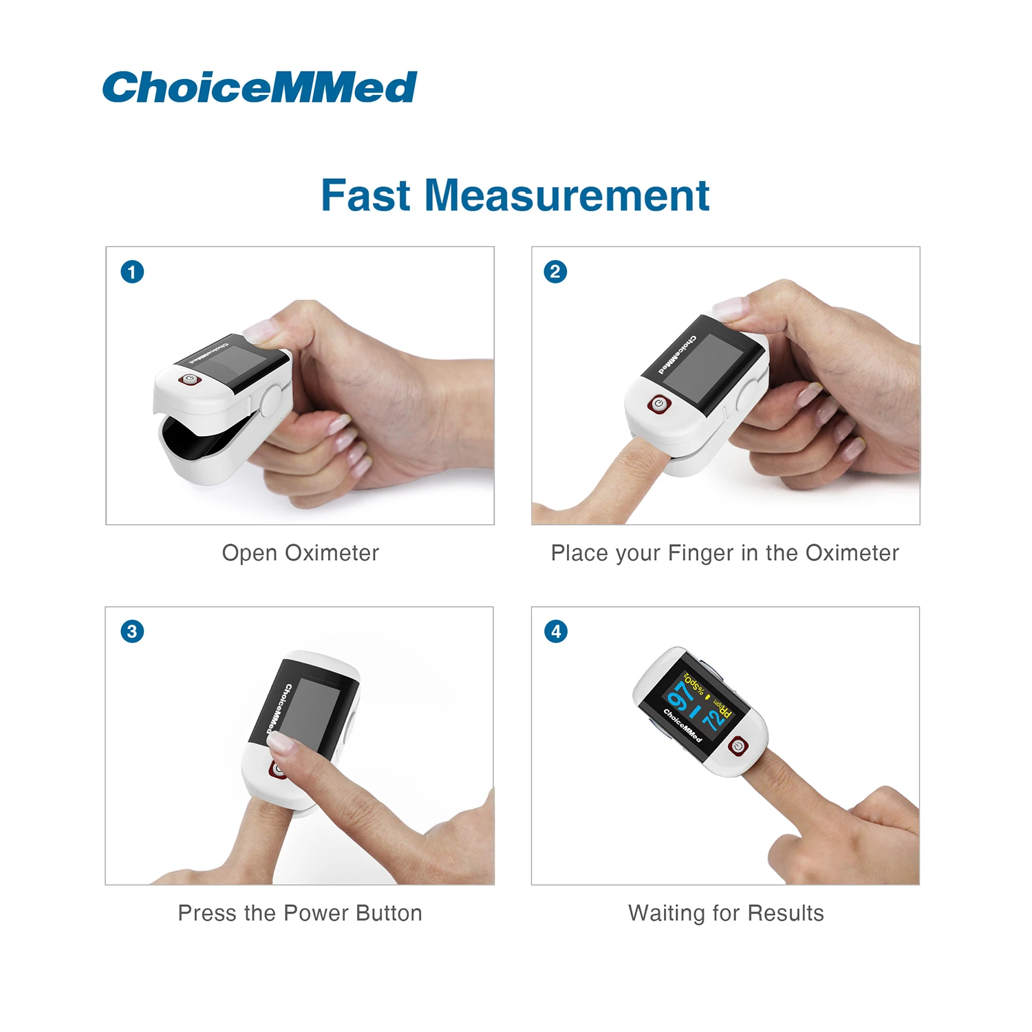 ChoiceMMed Medical Finger Pulse Oximeter Blood Oxygen Saturation SpO2 Heart Rate Monitor Digital Pulse Oximetro de dedo Monitor