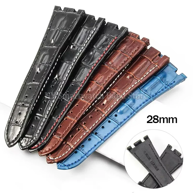 28mm Watch Strap for 15710 15703 26470 Genuine Leather Watch Band Waterproof Wrist Band for GA2100 Series Watch Accessories