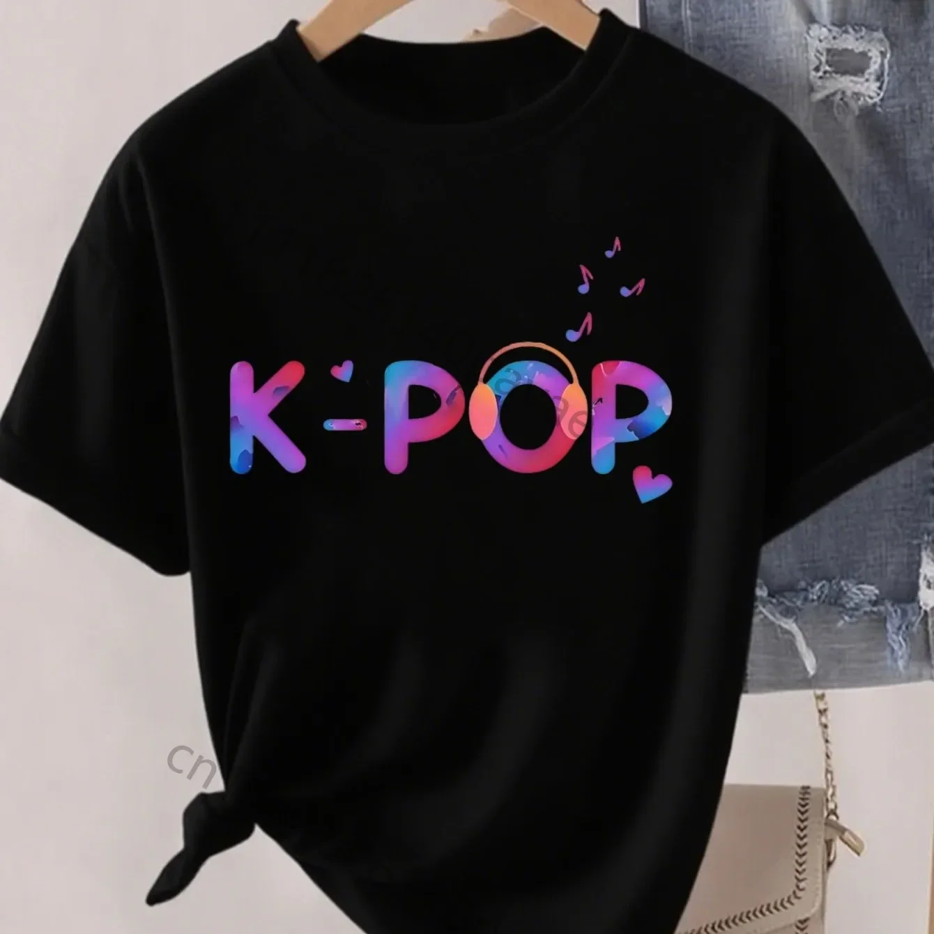 Girls' Music Enthusiast T-shirt with Colorful 