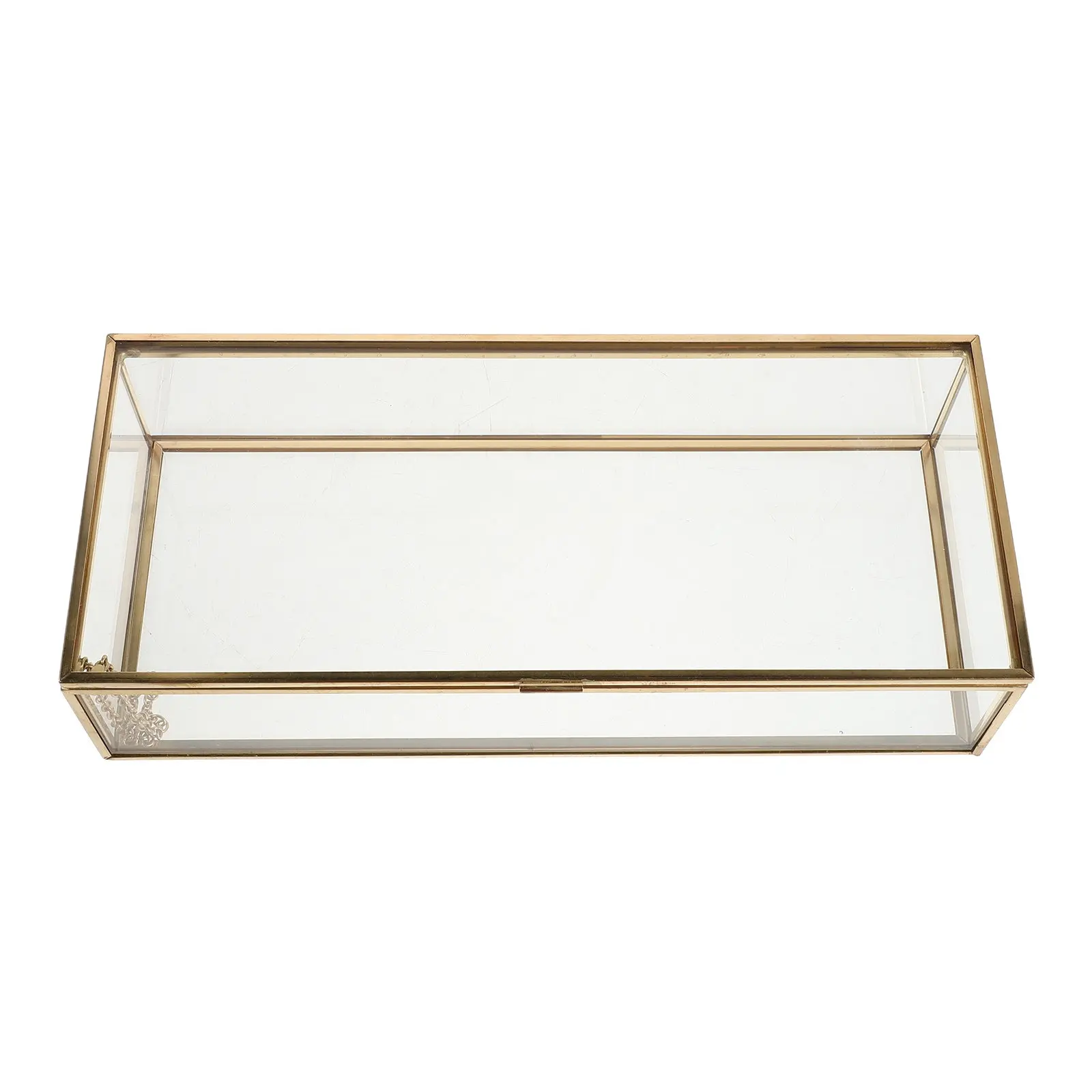

Vintage Glass Jewelry Organizer 9.2x4x2 Rectangle Lidded Display Case Ideal Bedroom Living Room Clear Keepsake Storage Box