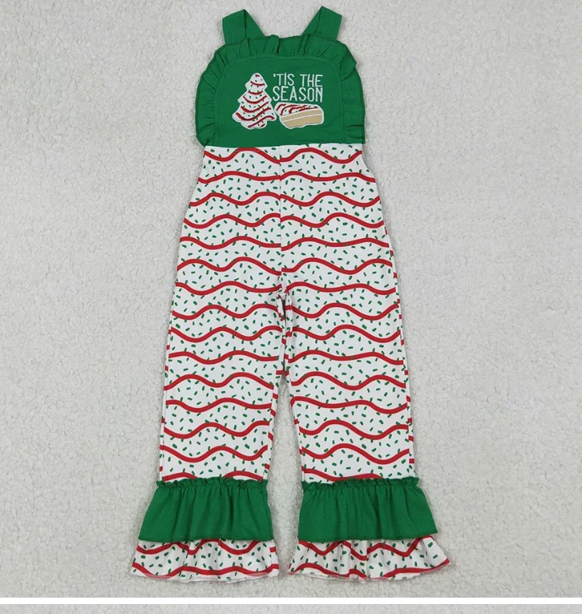 

Комбинезон с длинными рукавами для новорожденных, Лидер продаж, комбинезоны для маленьких девочек, рождественские елки, вышивка