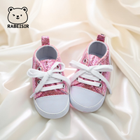 Men's and women's canvas shoes for infants aged 0-18 months, soft soled breathable anti slip sequin style