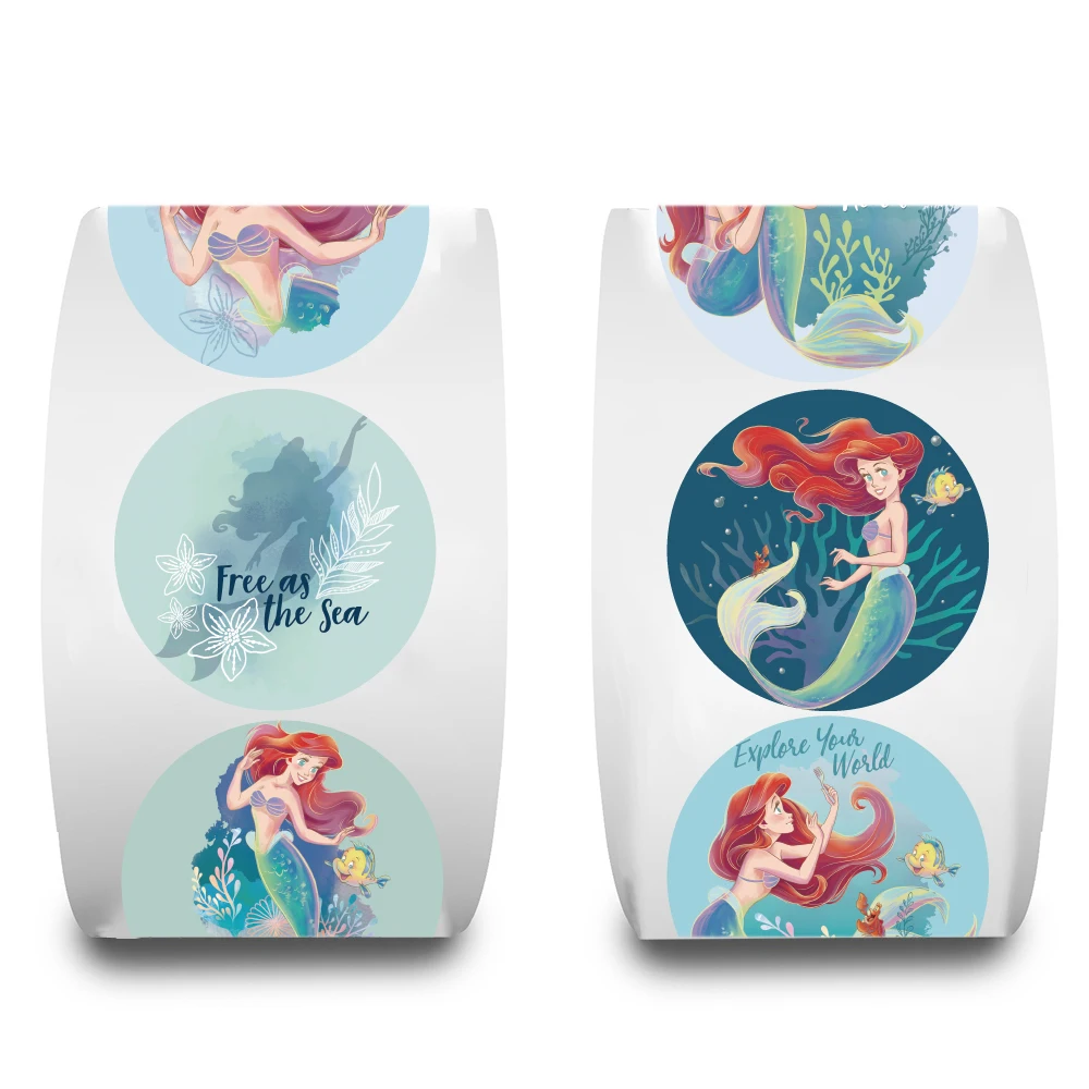 500 قطعة من ملصقات ديزني ليتل ميرميد آرييل رول مقاومة للماء مخصصة للأمتعة الكرتونية والقهوة والمعيشة وتخصيص الملصقات الرجعية